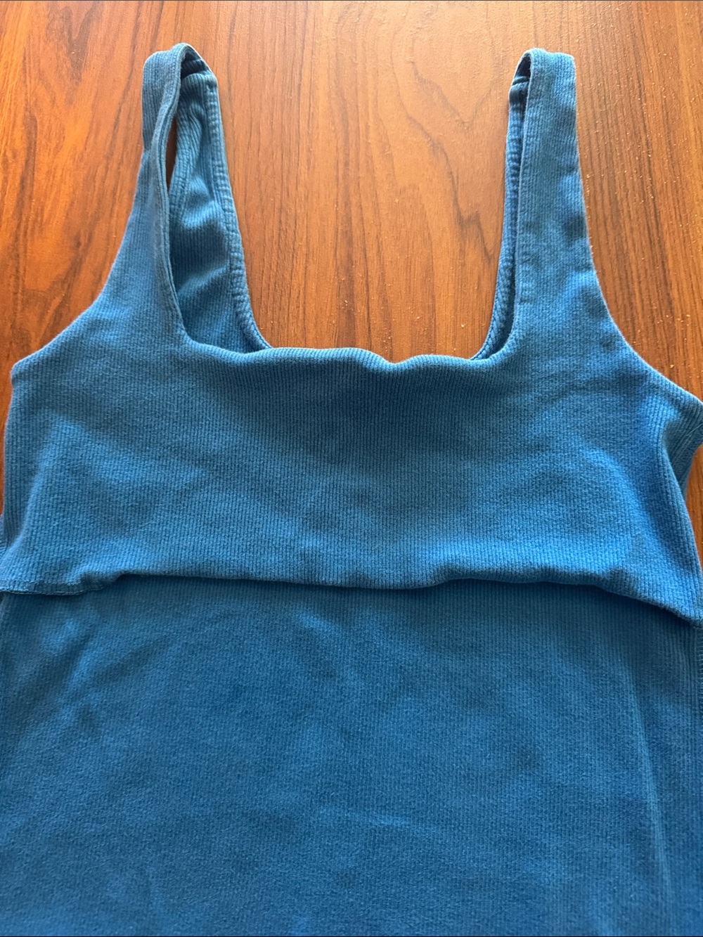 Zara Blue Ribbed Square Neck Tank Top - Picture 3 of 3